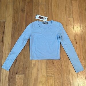 Groceries Apparel Juilliard Crop Top Blue NWT Small Organic Cotton USA Made